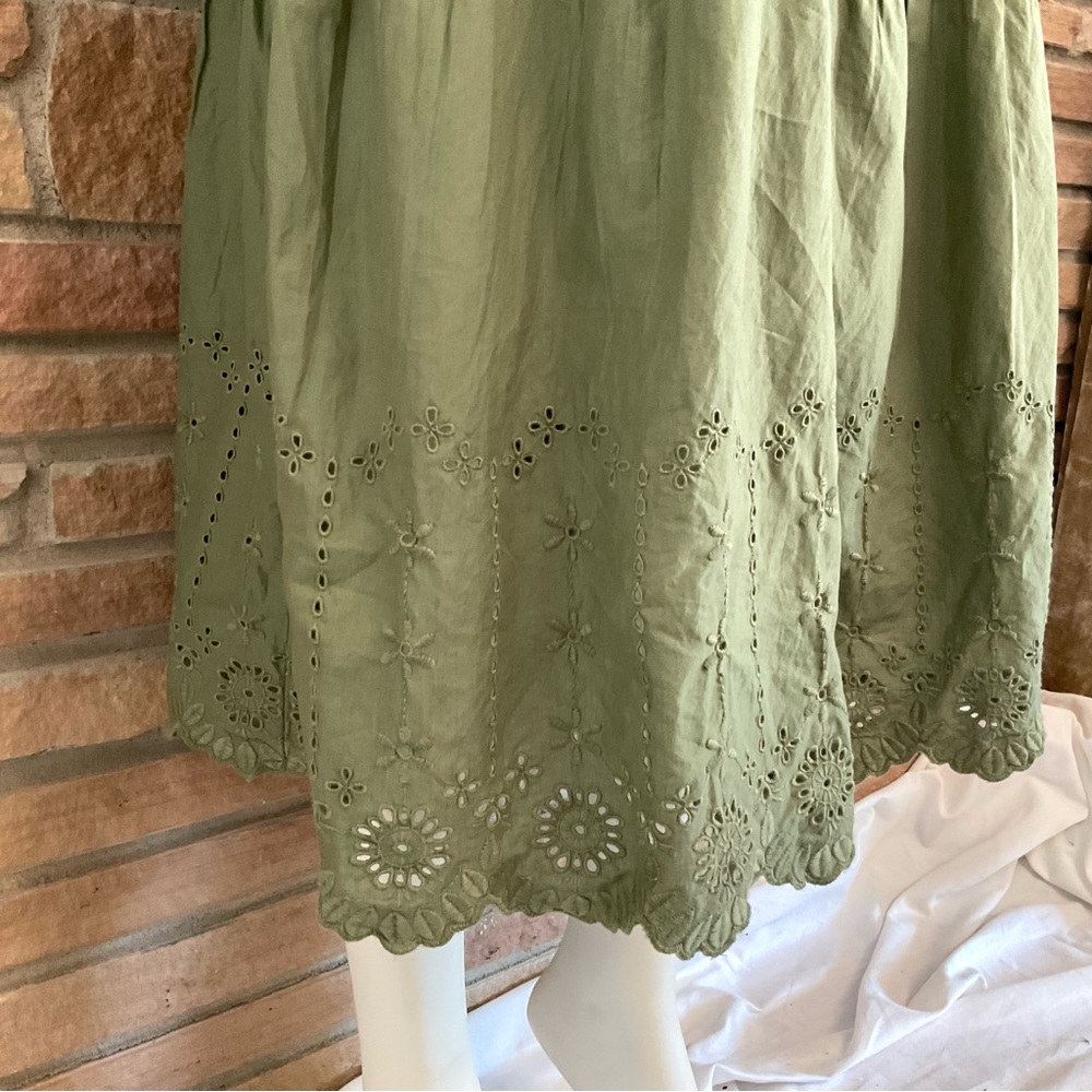 Green Cotton Maxi Dress Boho Cottagecore - Picture 3 of 12